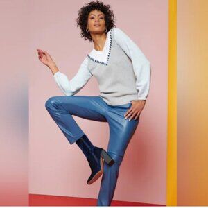 Victor Glemaud  Vintage Gray White Heather Long Sleeve V Neck Sweater Large